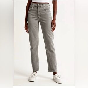 Abercrombie & Fitch Classic High Rise Mom Jeans Light Grey Wash Stretch Denim 27
